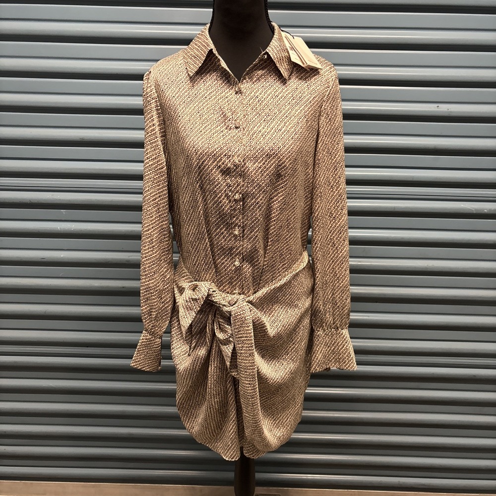 New Women's 5 a' 7 Cinq a' Sept Birds Eye Sleeveless Gaby Shirt Dress‎ Size 4